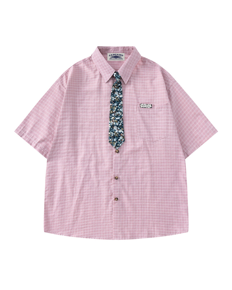 Retro plaid short-sleeved shirt