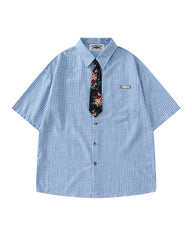 Retro plaid short-sleeved shirt