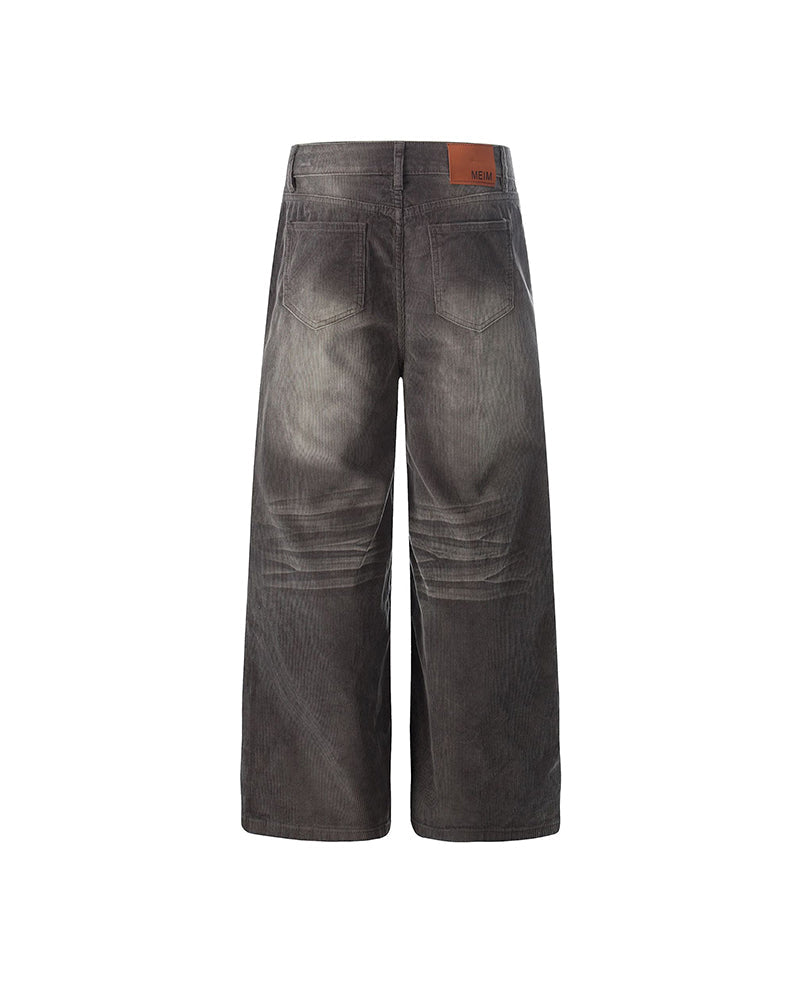 Corduroy Distressed Straight-Leg Pants