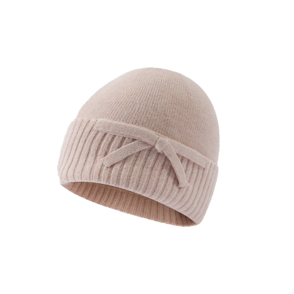 Double thickened solid color bow hat