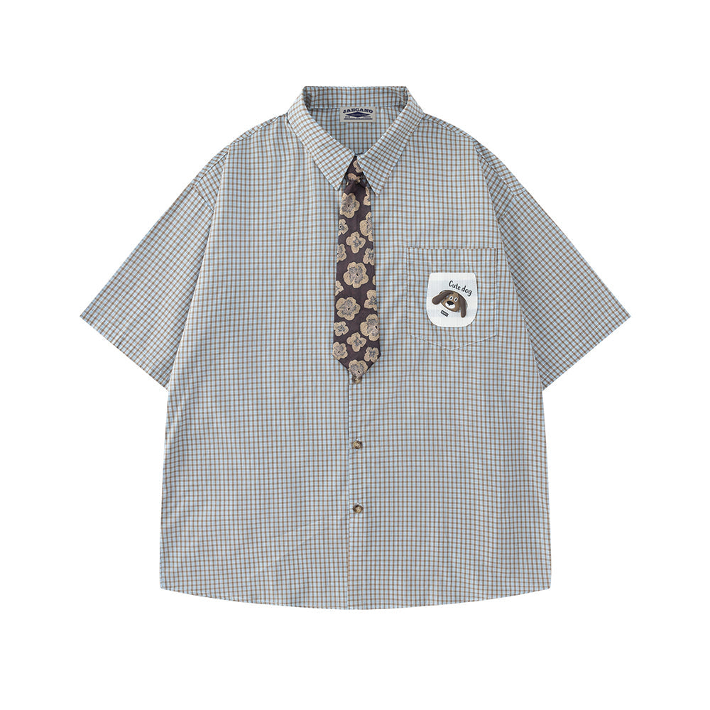 Vintage check short-sleeved shirt