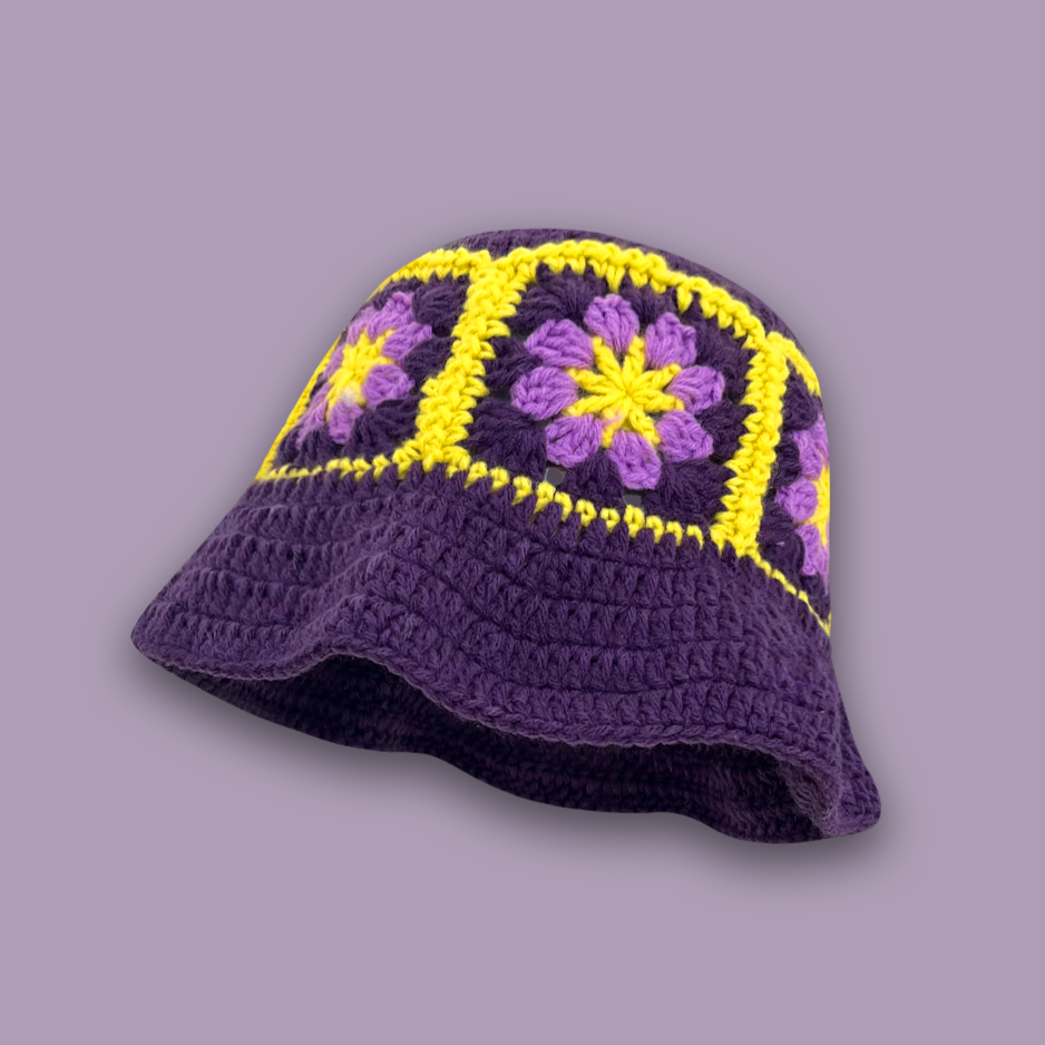 Crochet contrast color retro all-match woolen hat