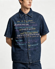 Retro washed English short-sleeved shirt