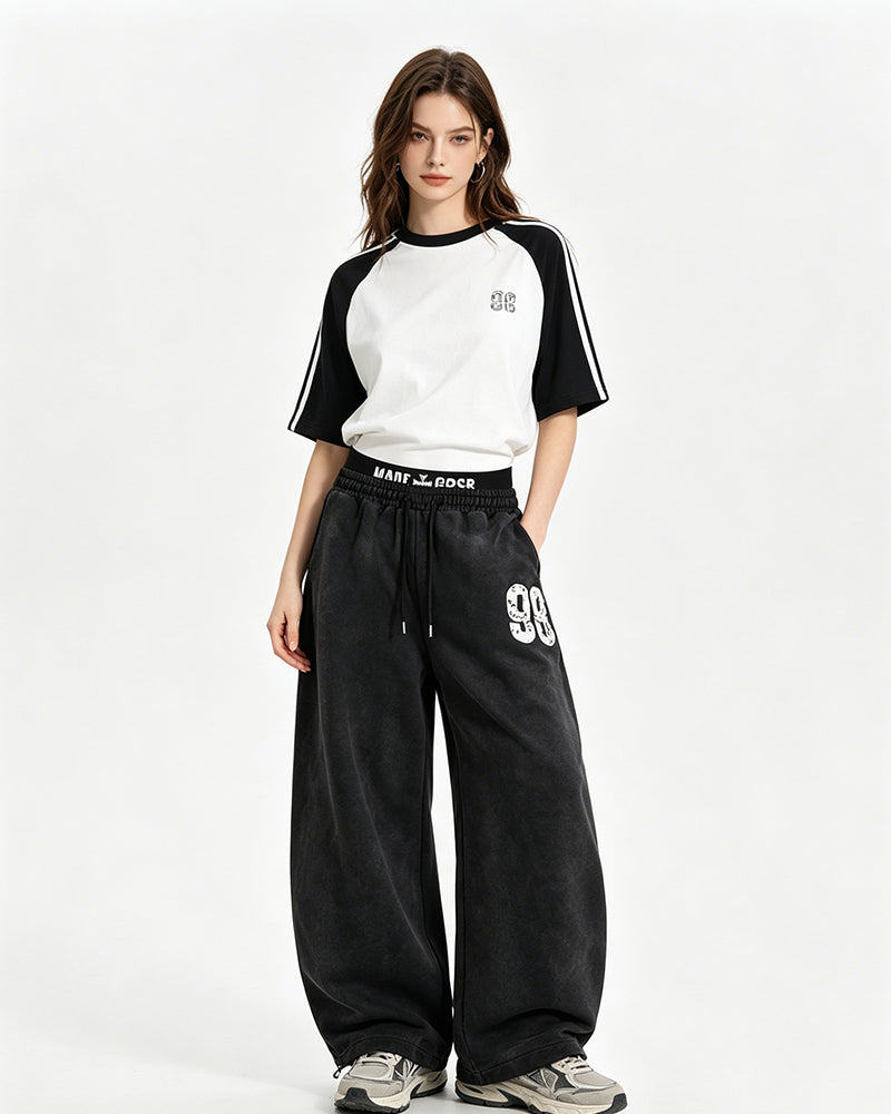 Double-waisted casual trousers