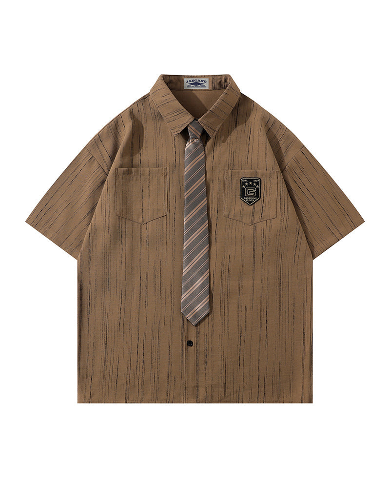 Vintage Striped Short Sleeve Shirt