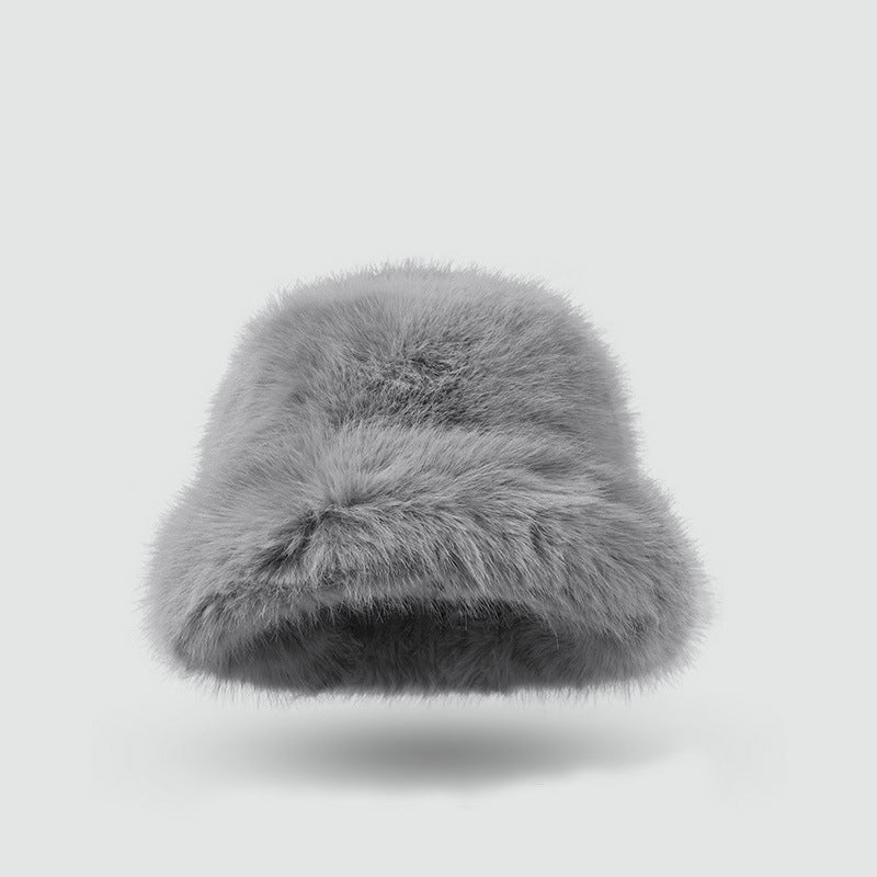 Warm solid color plush hat