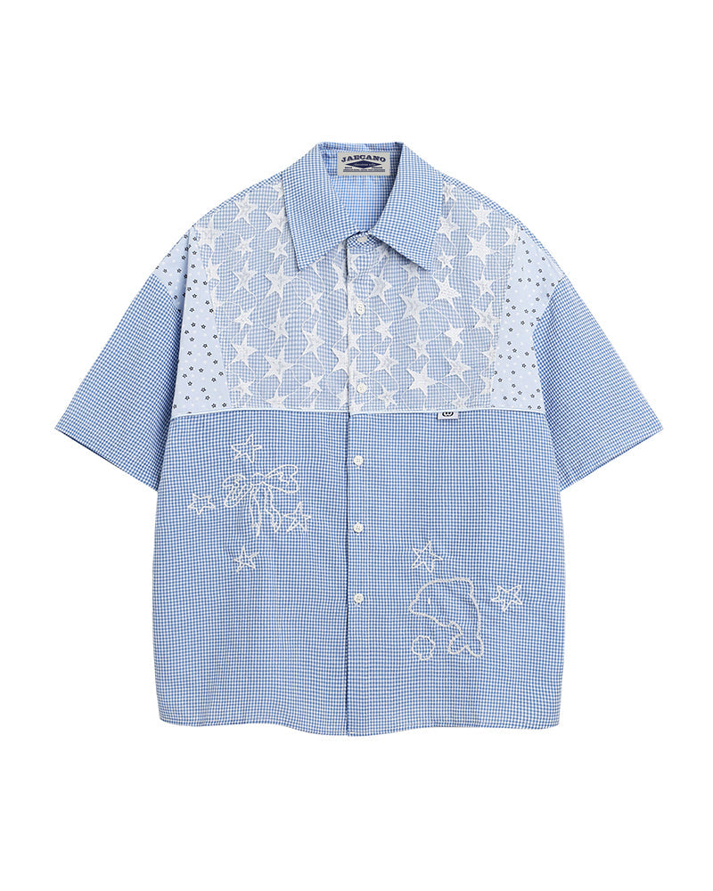 Star Embroidered Short-Sleeve Shirt
