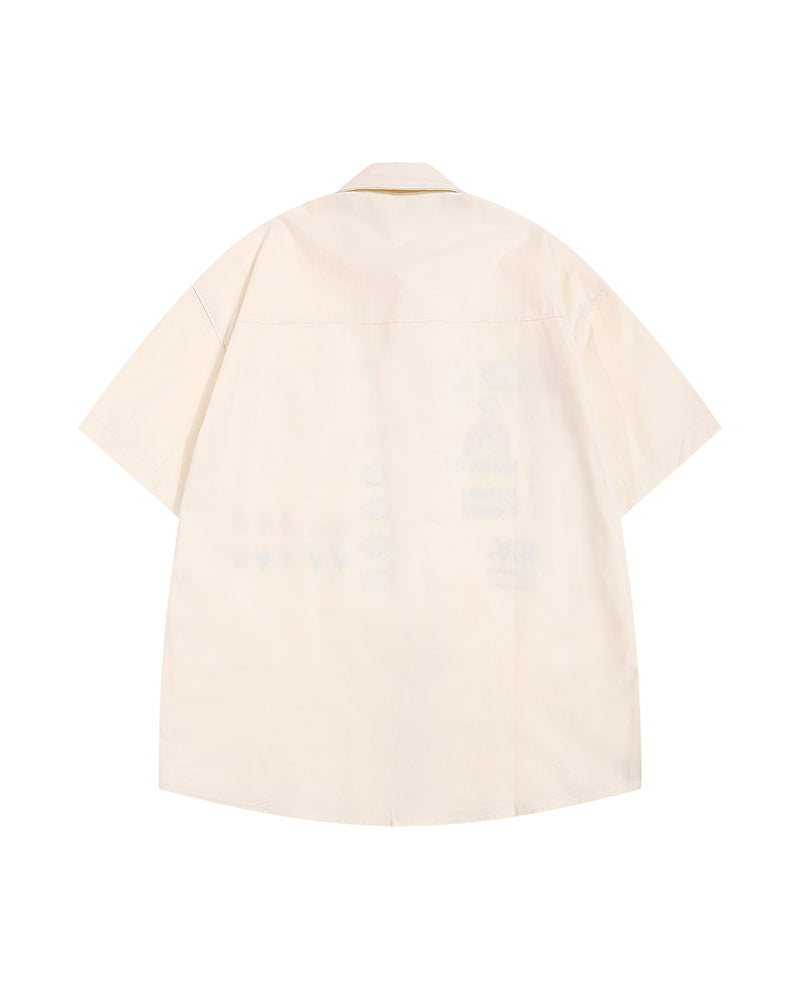 Retro fun cartoon embroidered shirt