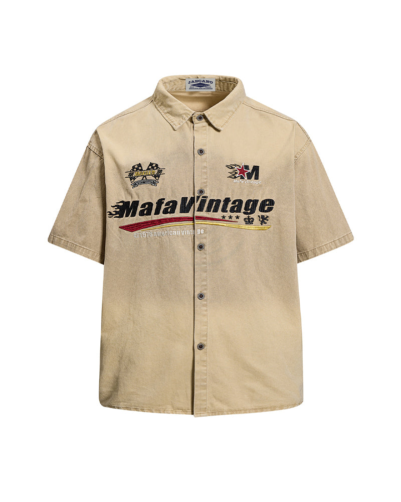 Distressed casual short-sleeved shirt