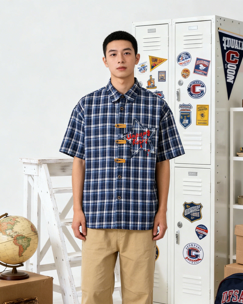 Retro star short-sleeved shirt
