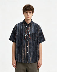 Retro striped short-sleeved shirt