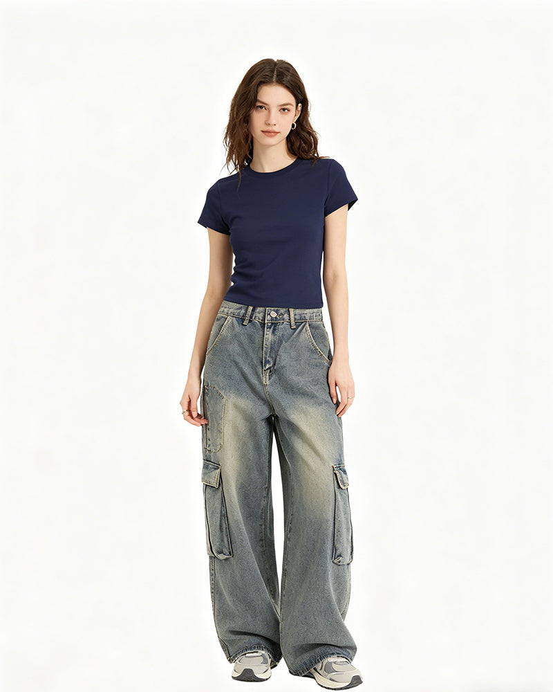 American vintage washed distressed jeans
