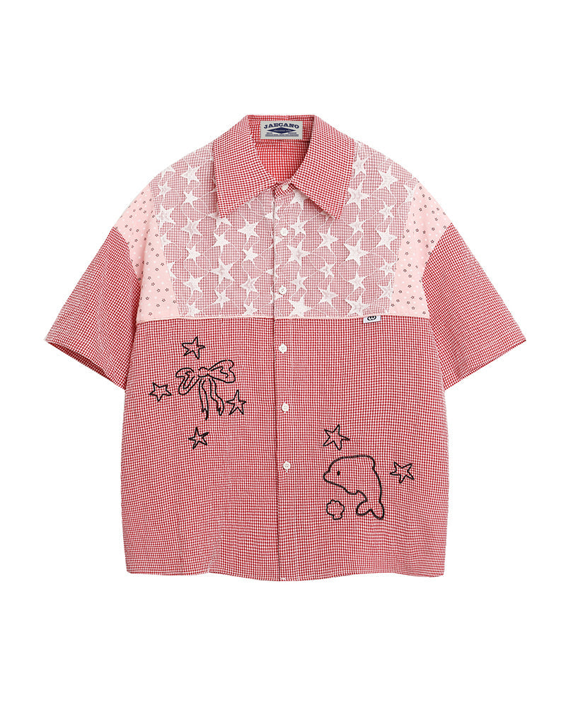 Star Embroidered Short-Sleeve Shirt