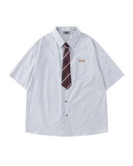 Simple striped short-sleeved shirt