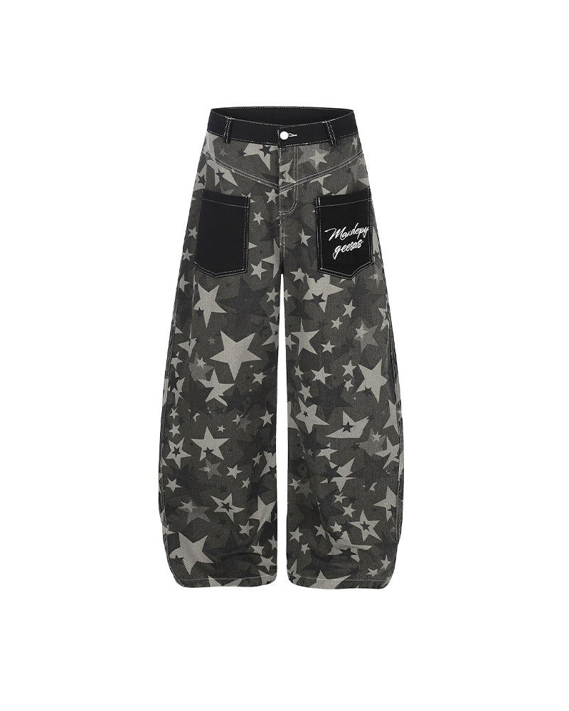 Star-patterned couple pants