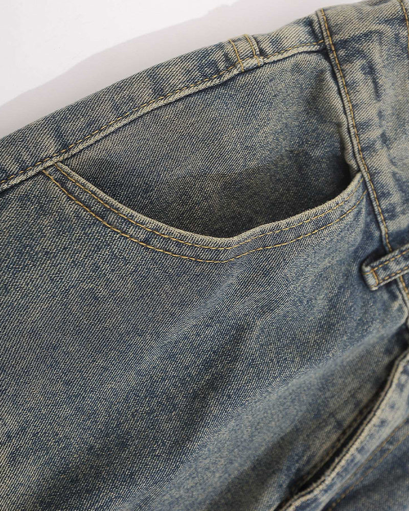 American vintage washed distressed jeans