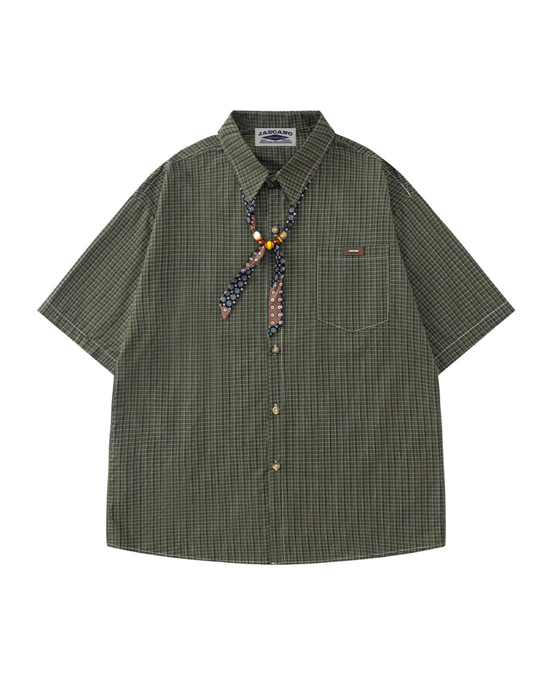 Retro striped short-sleeved shirt