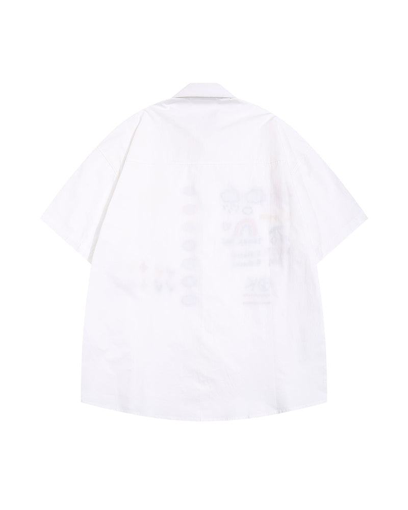 Retro fun cartoon embroidered shirt