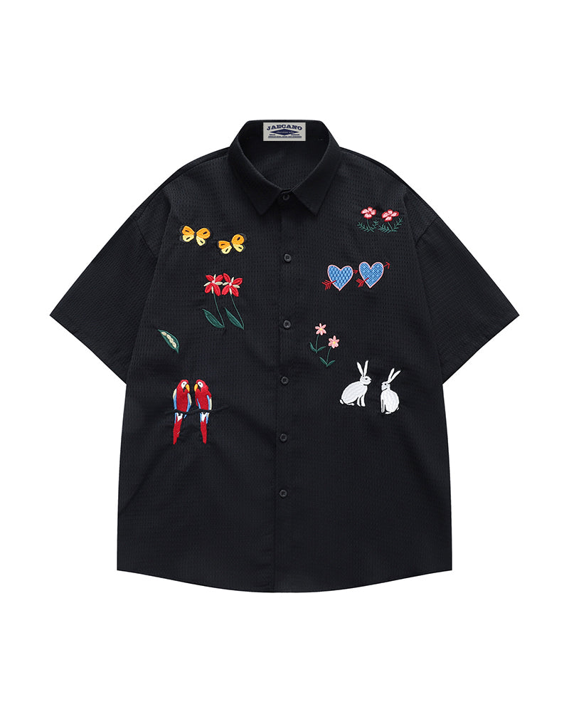 Colorful floral short-sleeved shirt