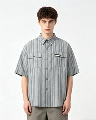 Casual striped short-sleeved shirt