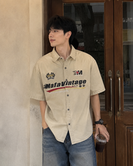 Distressed casual short-sleeved shirt