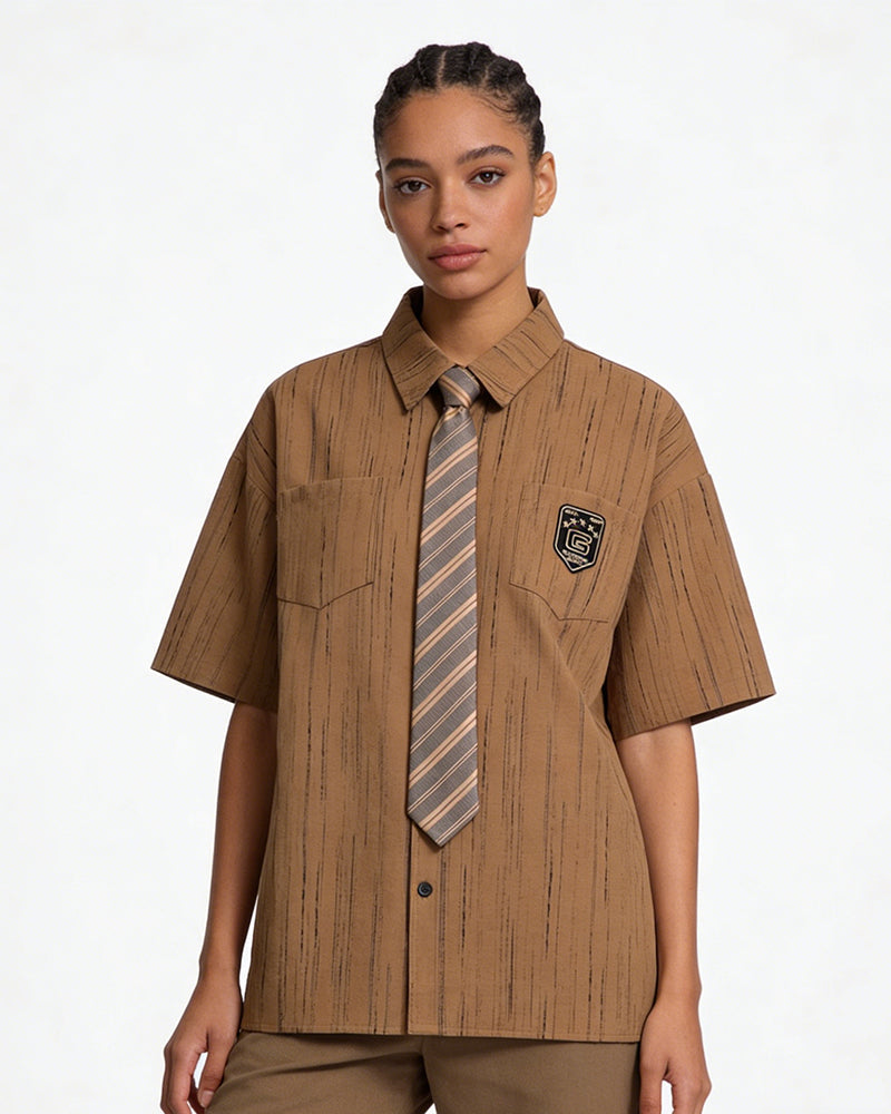 Vintage Striped Short Sleeve Shirt