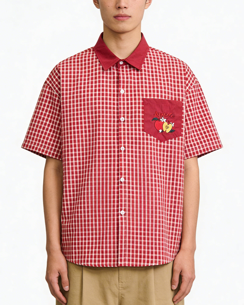 Vintage check short-sleeved shirt