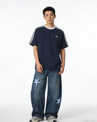 Distressed Embroidered Jeans