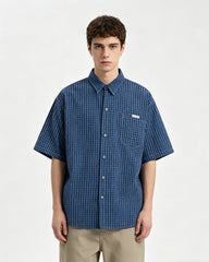 Retro plaid short-sleeved shirt