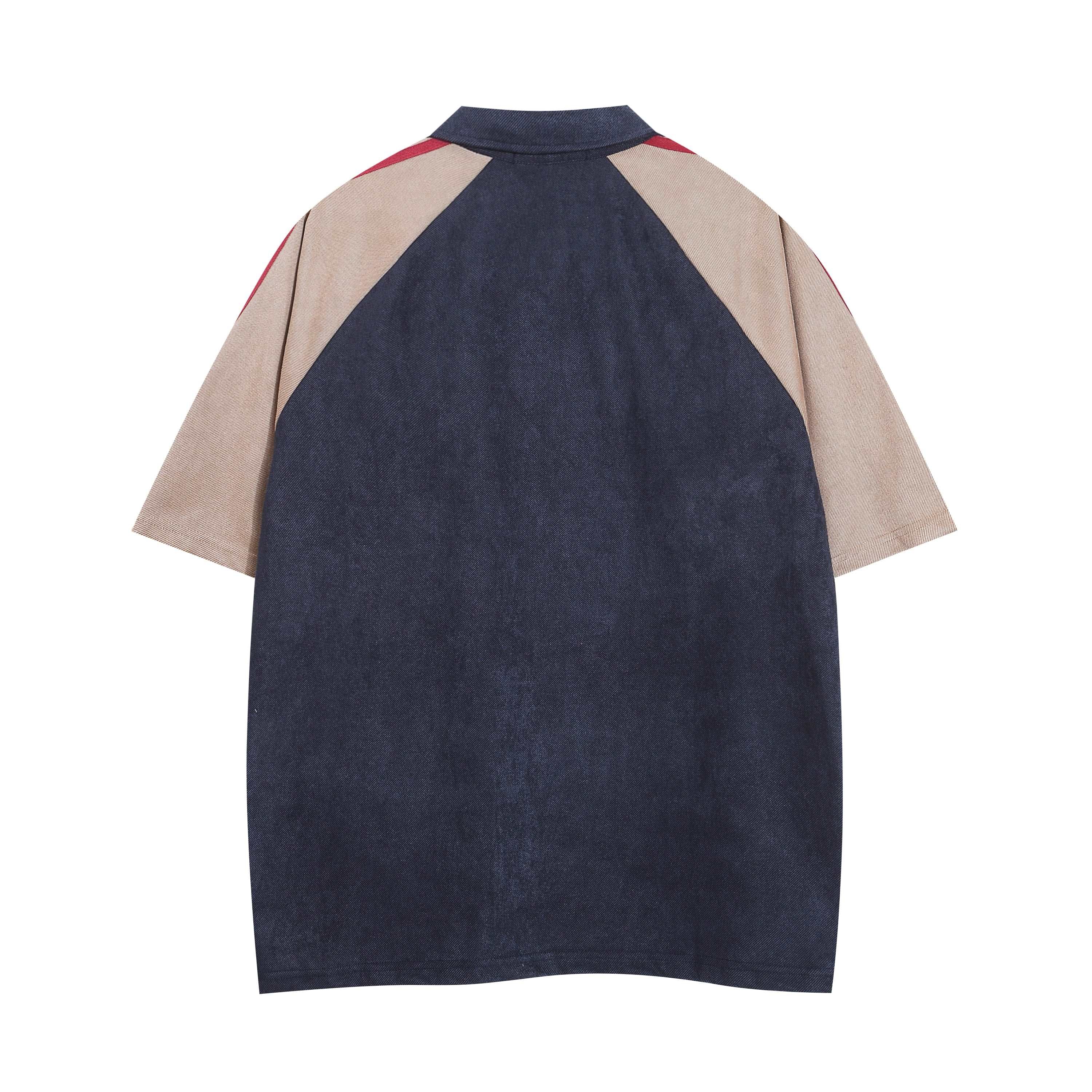 American retro patchwork slash shirt jacket