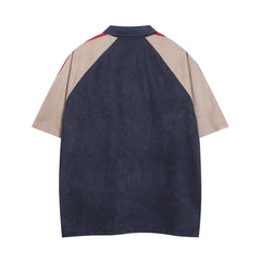 American retro patchwork slash shirt jacket