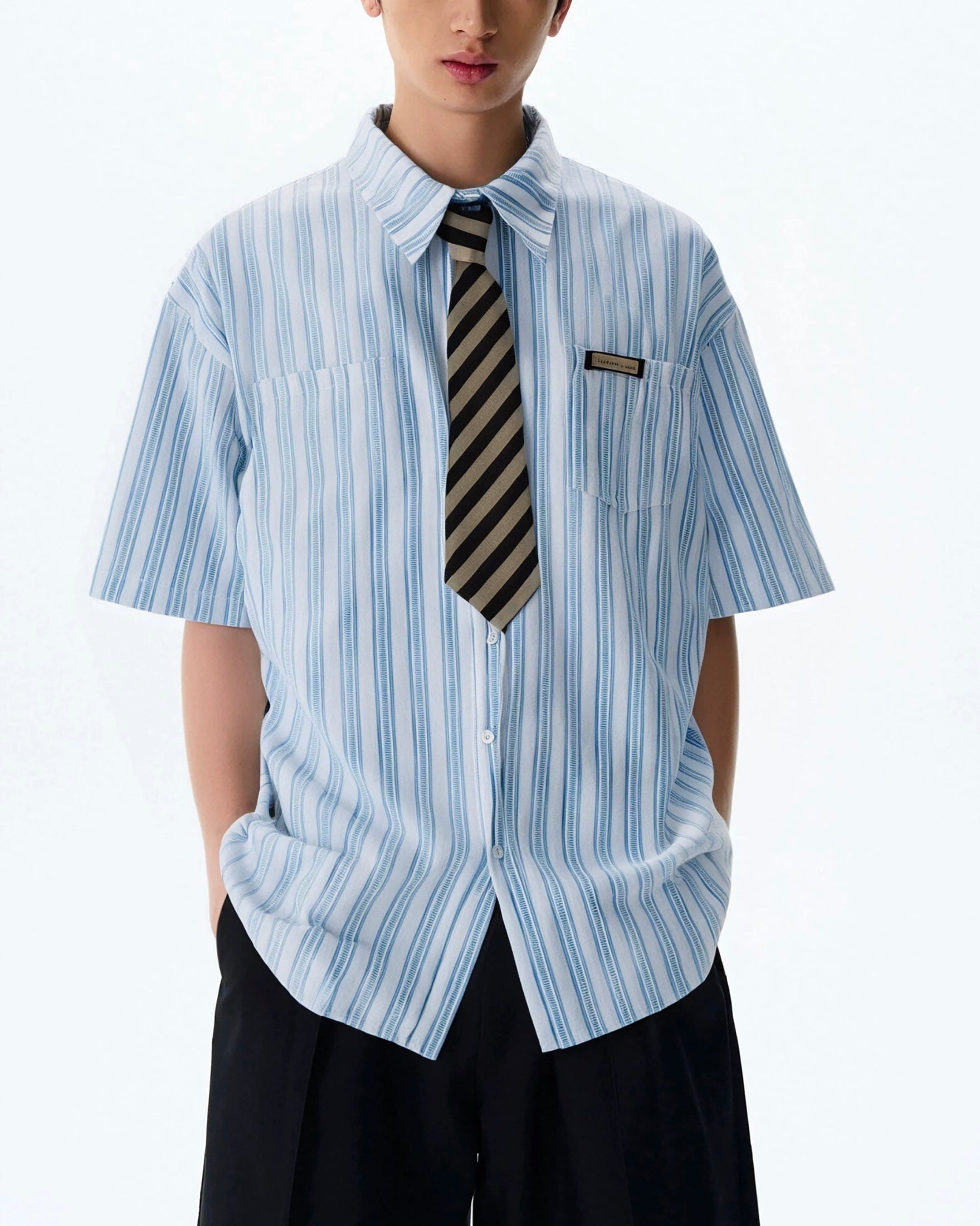 Striped short-sleeved shirt