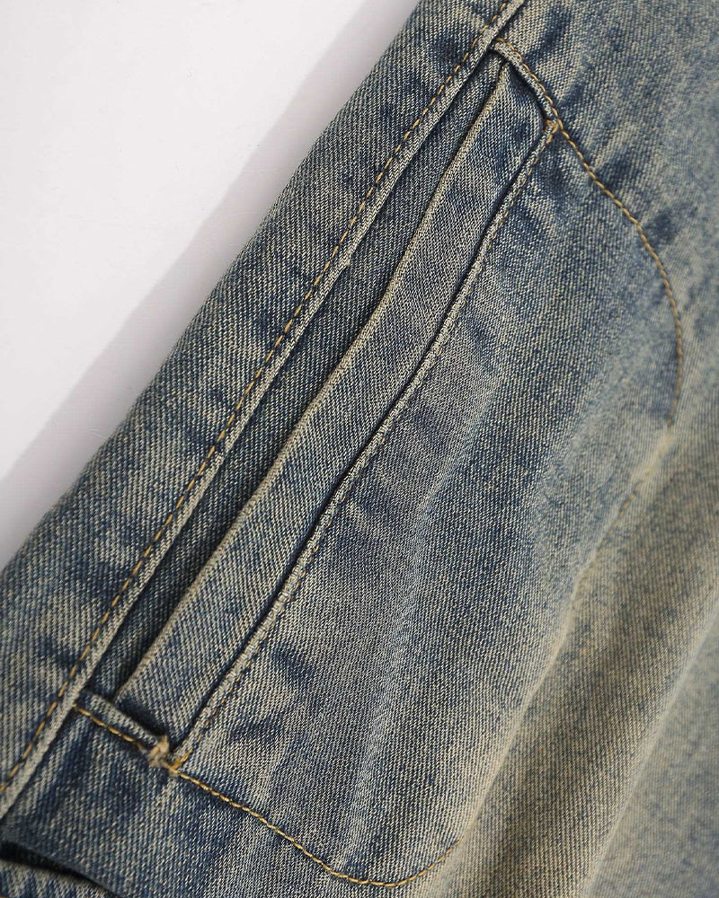American vintage washed distressed jeans