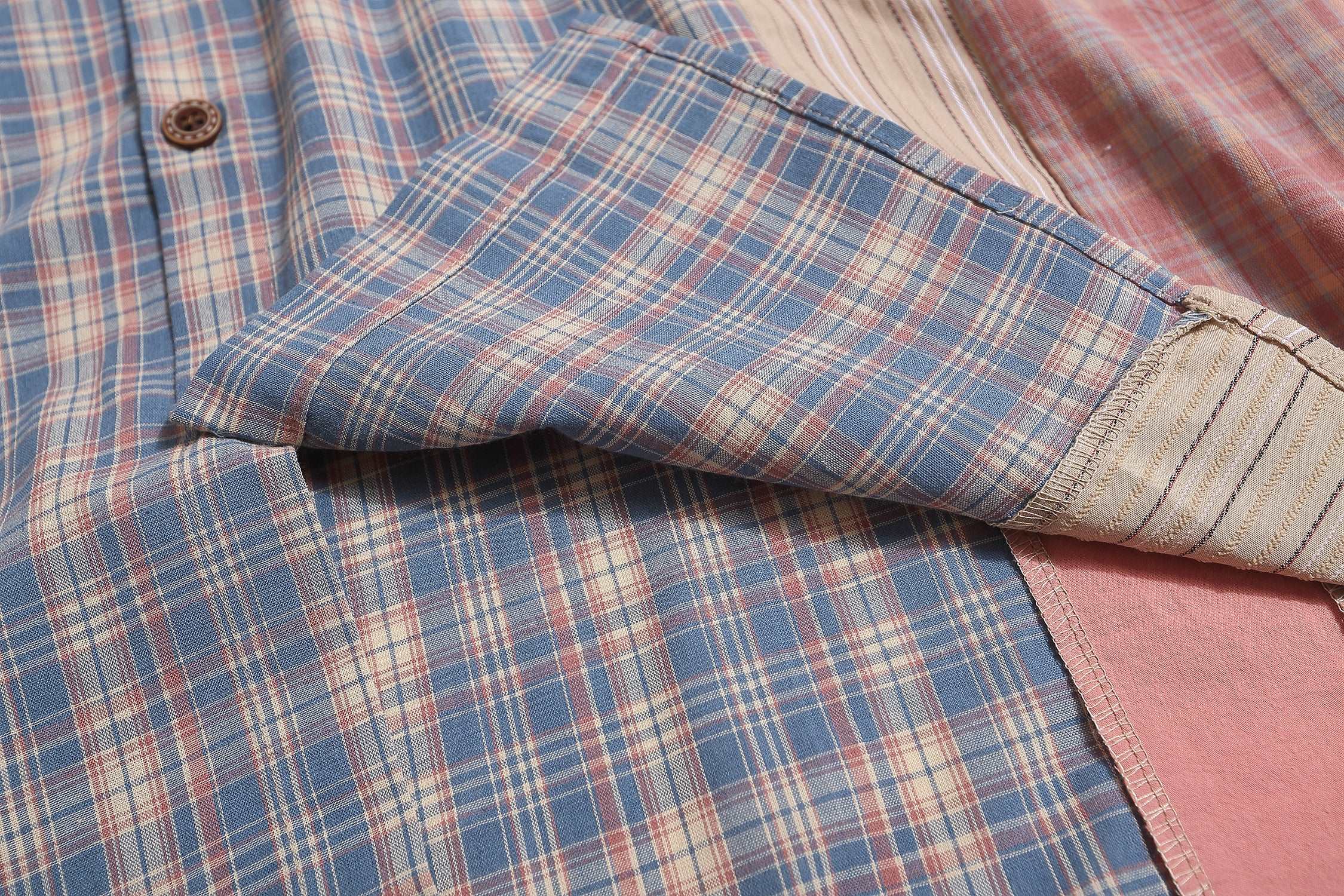 American retro color block plaid shirt