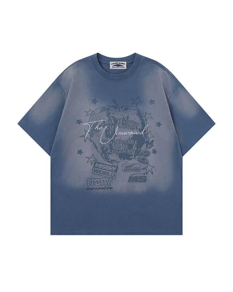 Faded distressed short-sleeved top