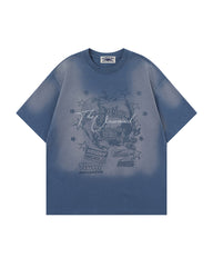 Faded distressed short-sleeved top