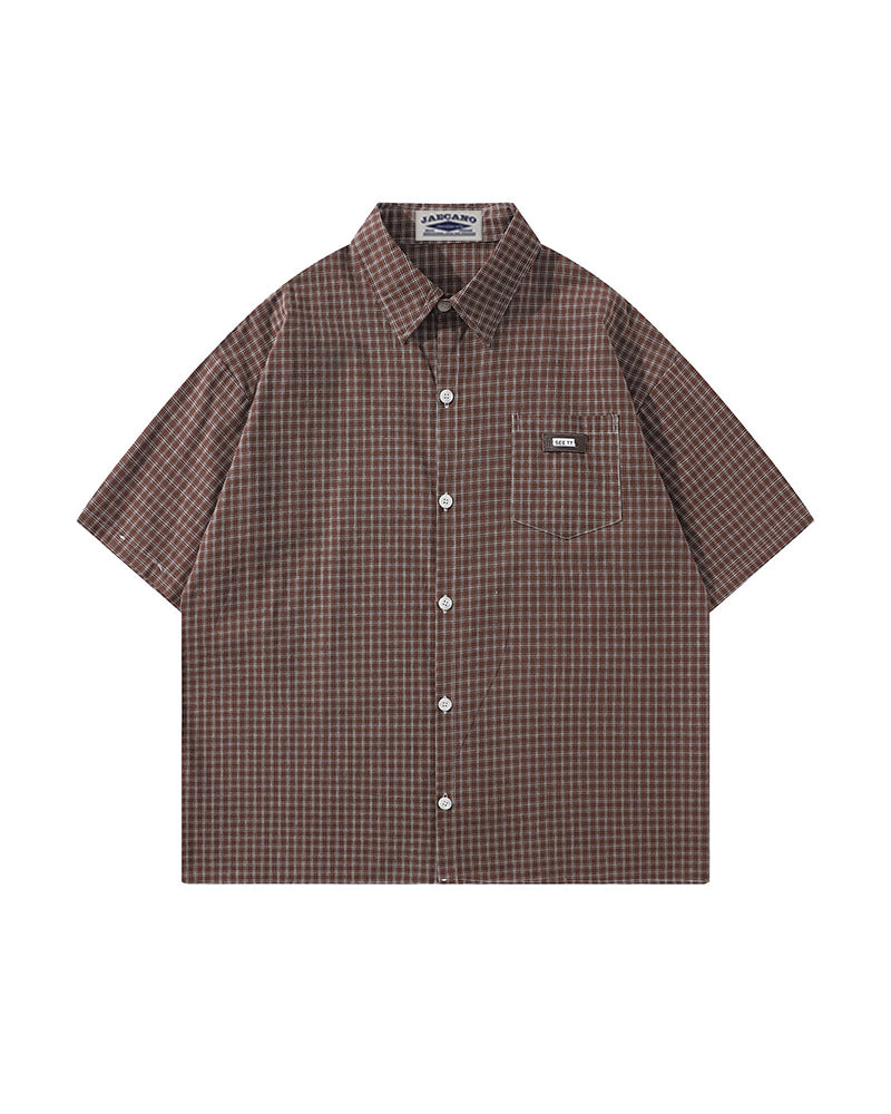 Vintage check short-sleeved shirt