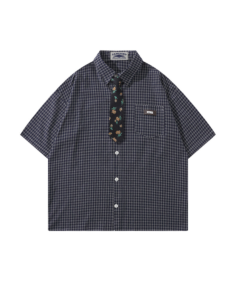 Vintage check short-sleeved shirt