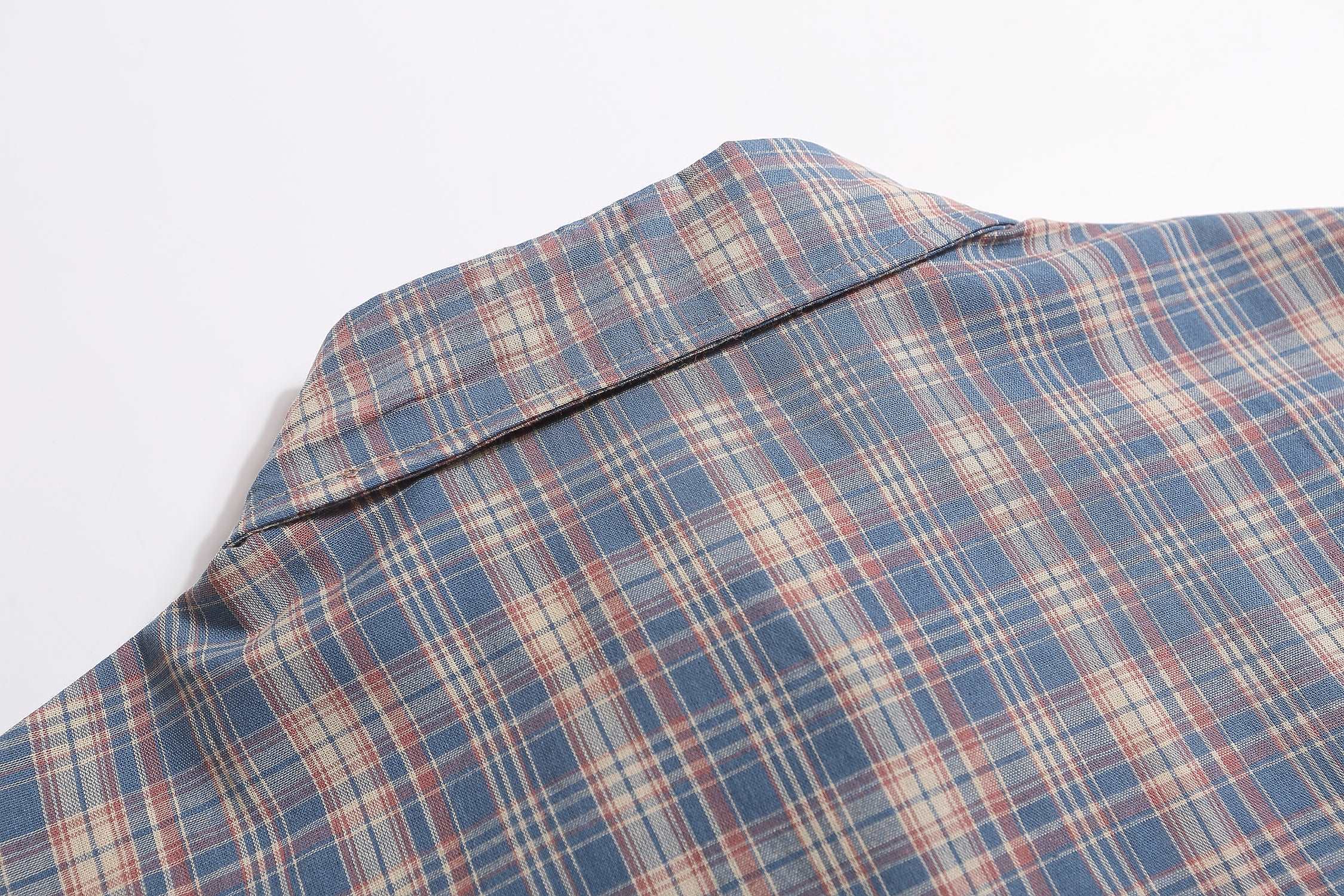 American retro color block plaid shirt