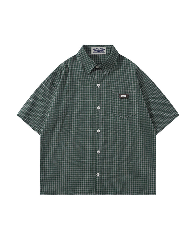 Vintage check short-sleeved shirt