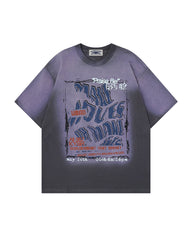 Distressed printed short sleeves