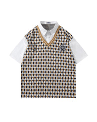Faux Two-Piece Tie Short Sleeve