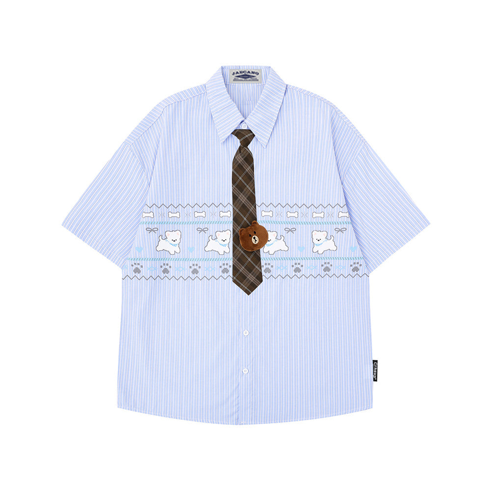 Cartoon puppy short-sleeved shirt