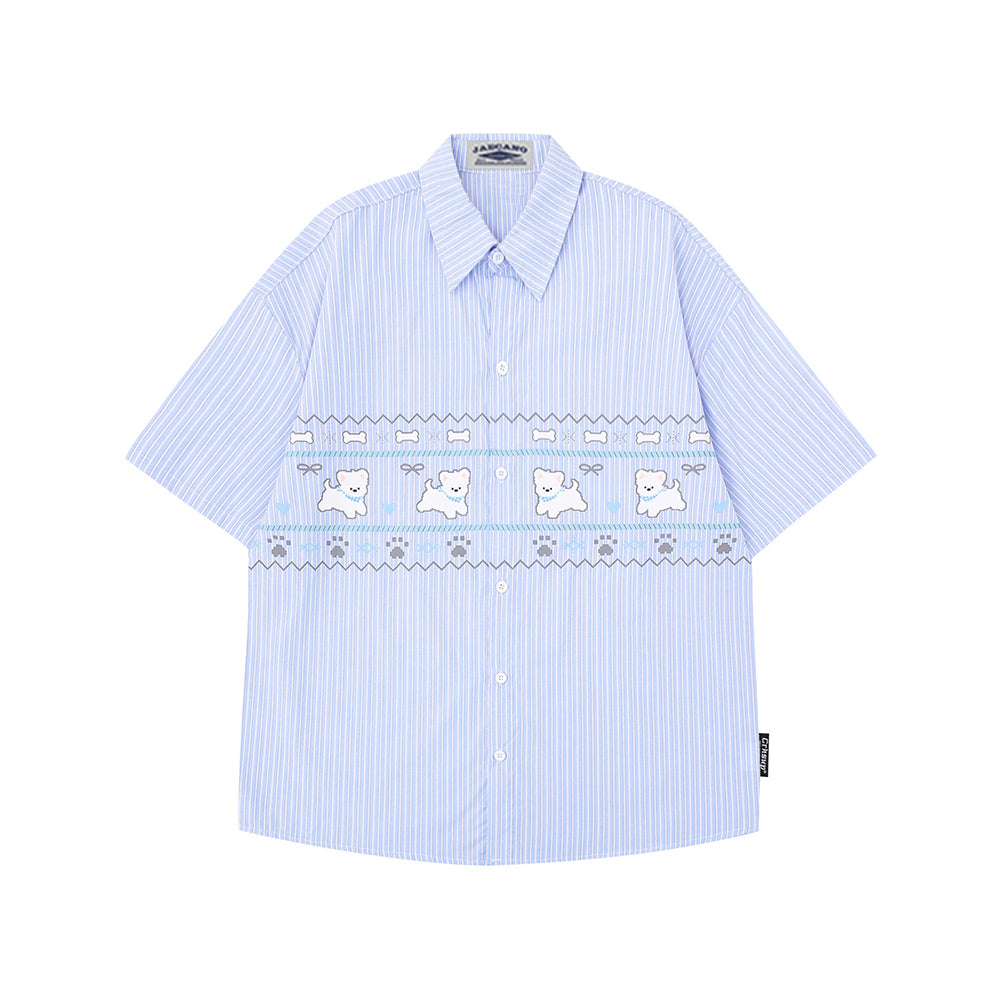 Cartoon puppy short-sleeved shirt
