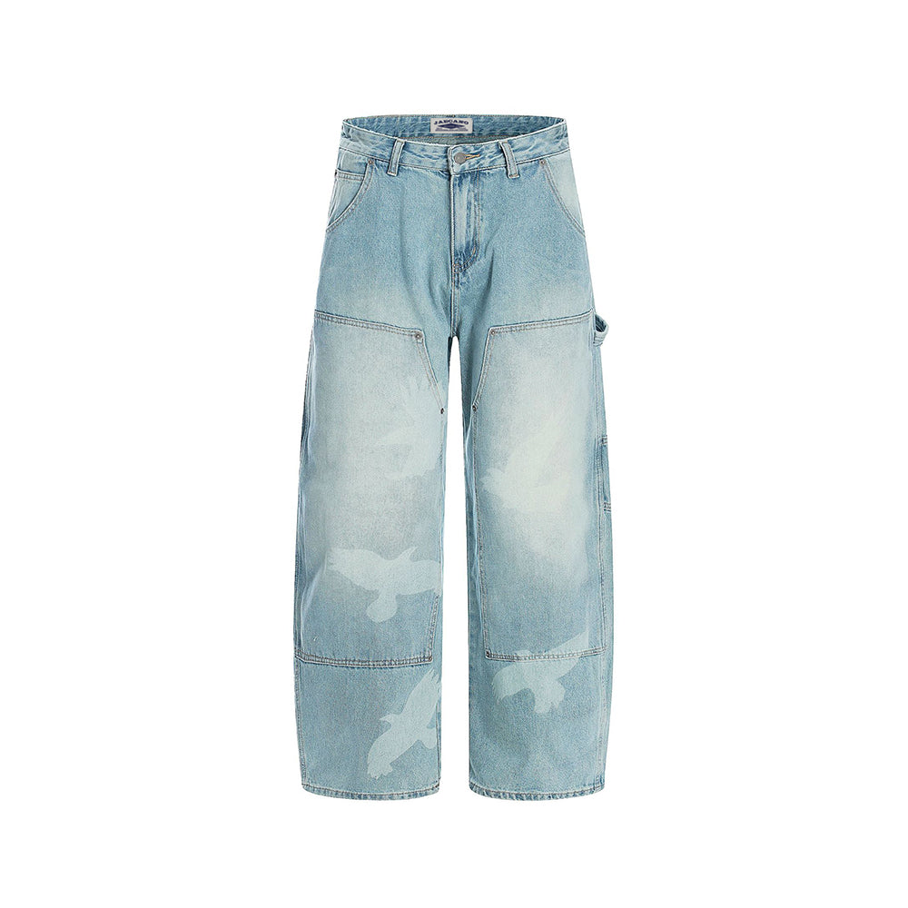 Washed straight jeans