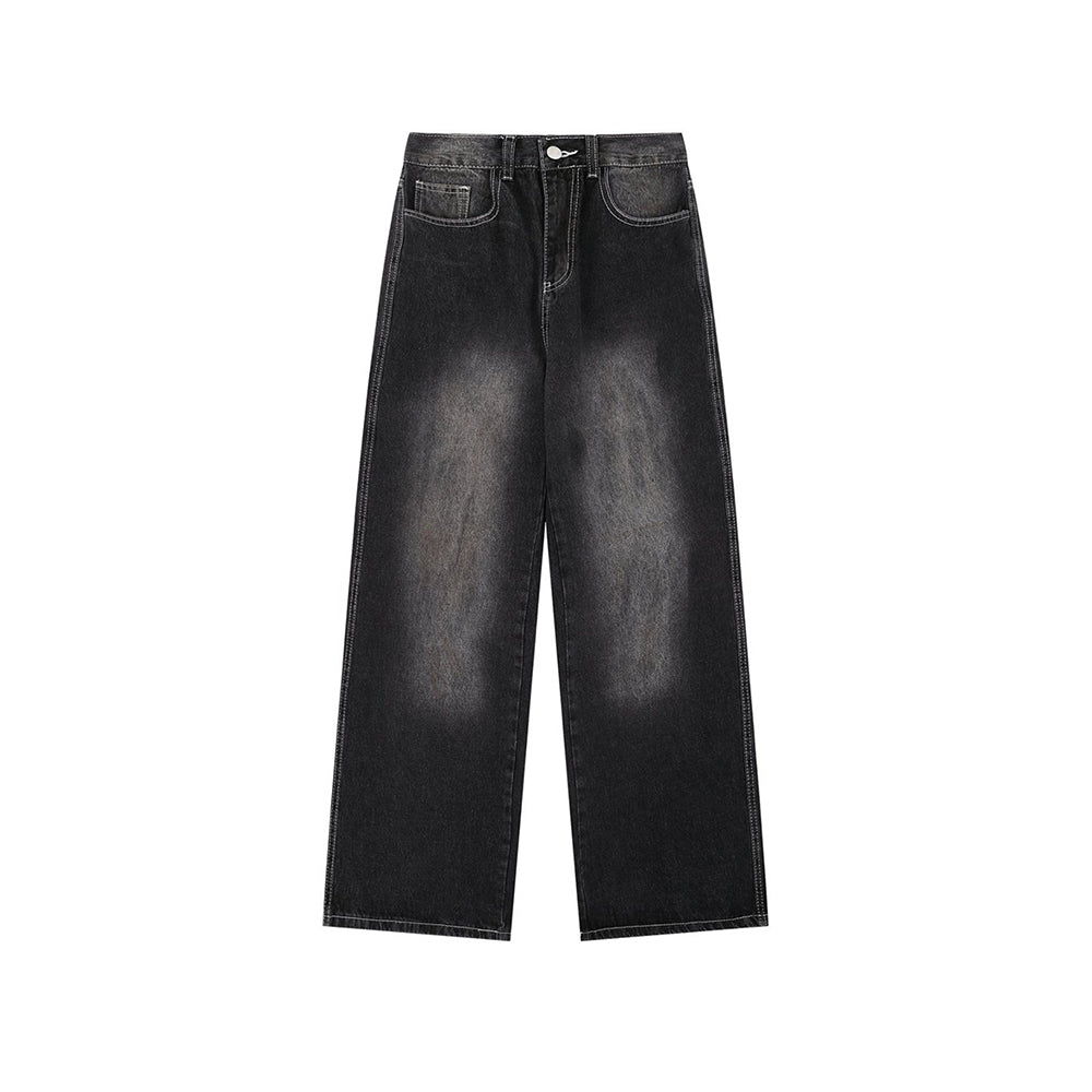 Washed straight jeans