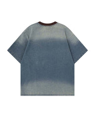 Washed denim short sleeves