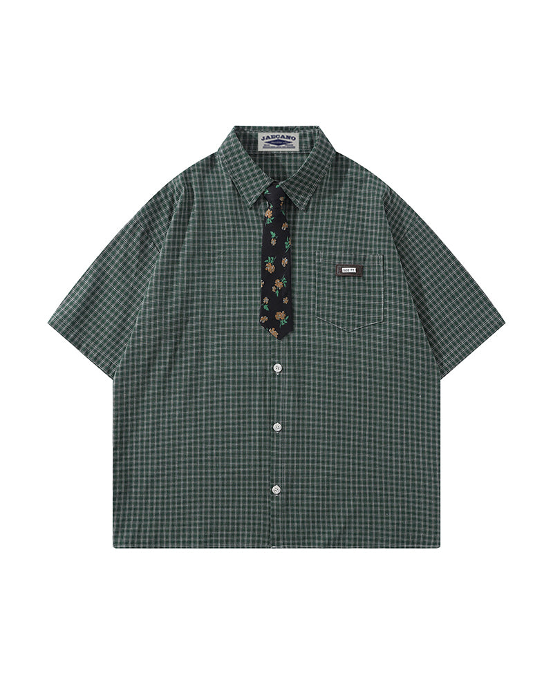 Vintage check short-sleeved shirt