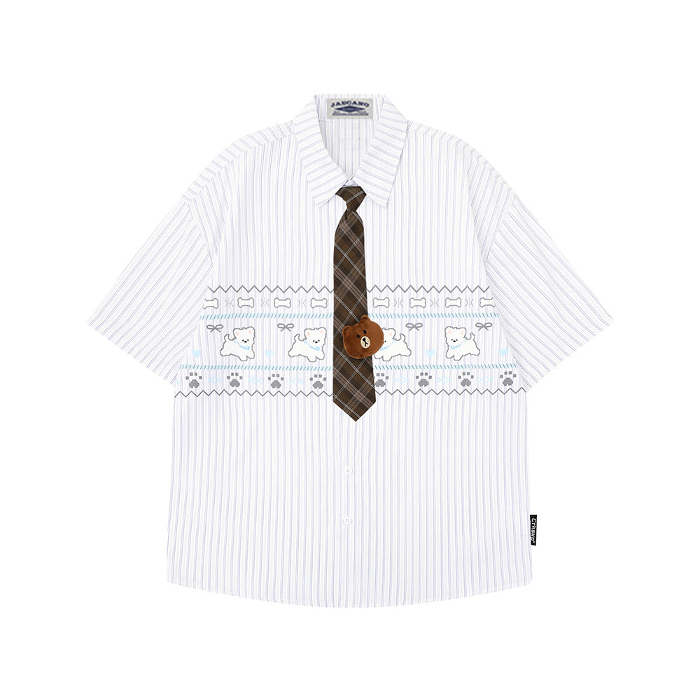 Cartoon puppy short-sleeved shirt
