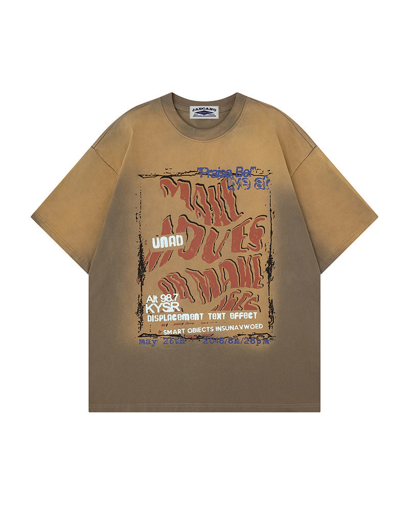 Distressed printed short sleeves